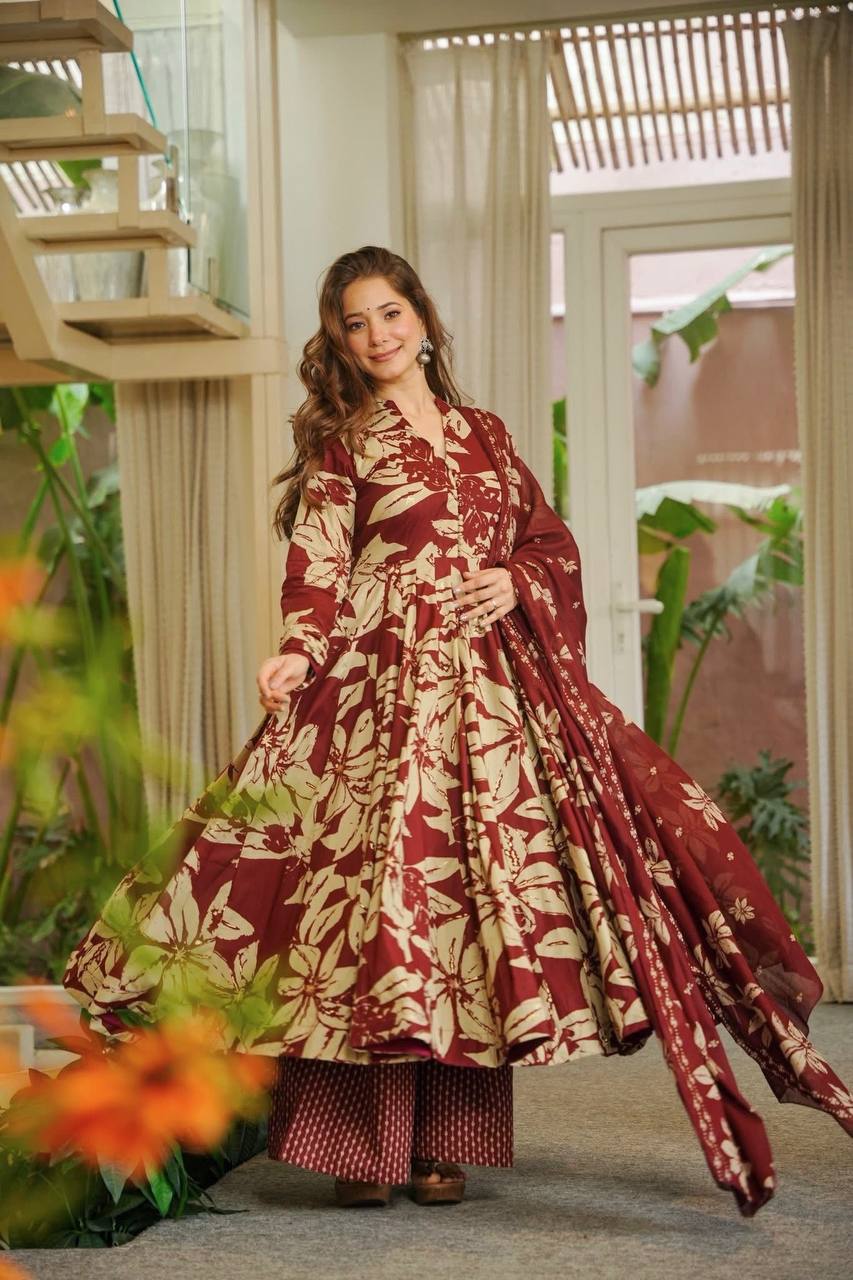 Crimson Noir Floral Couture Set